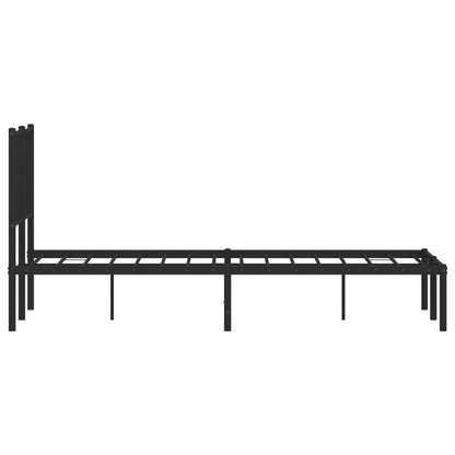 Metal Bed Frame With Headboard Black 120X190 Cm Small Double