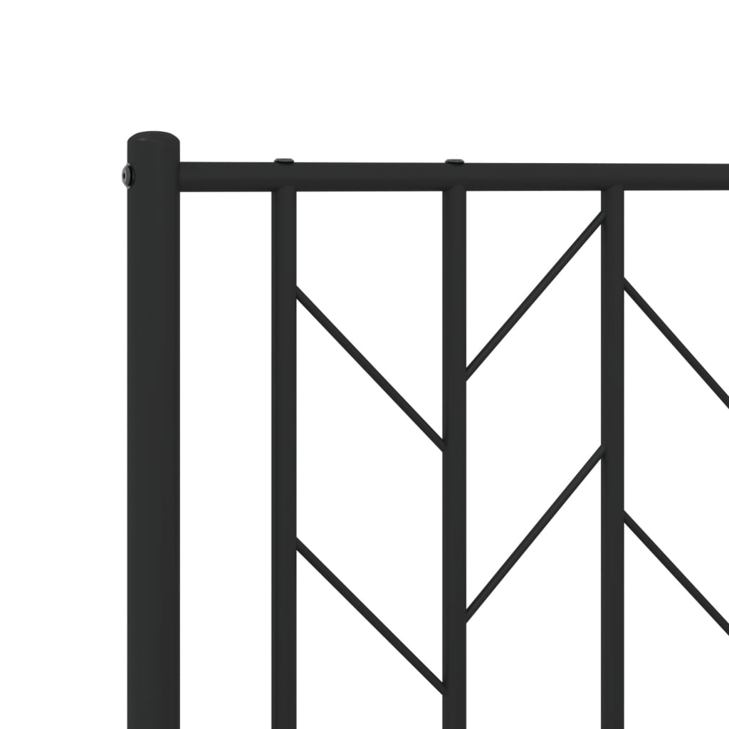 Metal Bed Frame With Headboard Black 120X190 Cm Small Double