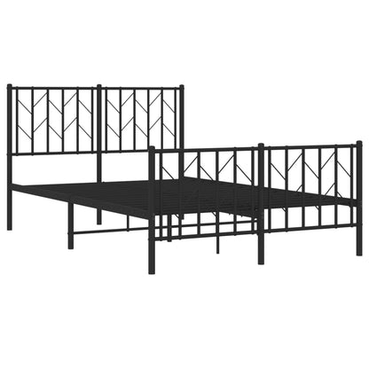 Metal Bed Frame With Headboard And Footboard Black 120X190 Cm Small Double