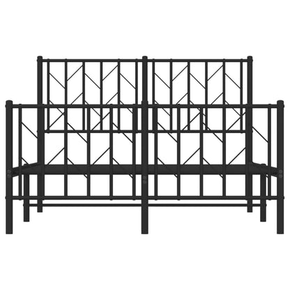 Metal Bed Frame With Headboard And Footboard Black 120X190 Cm Small Double