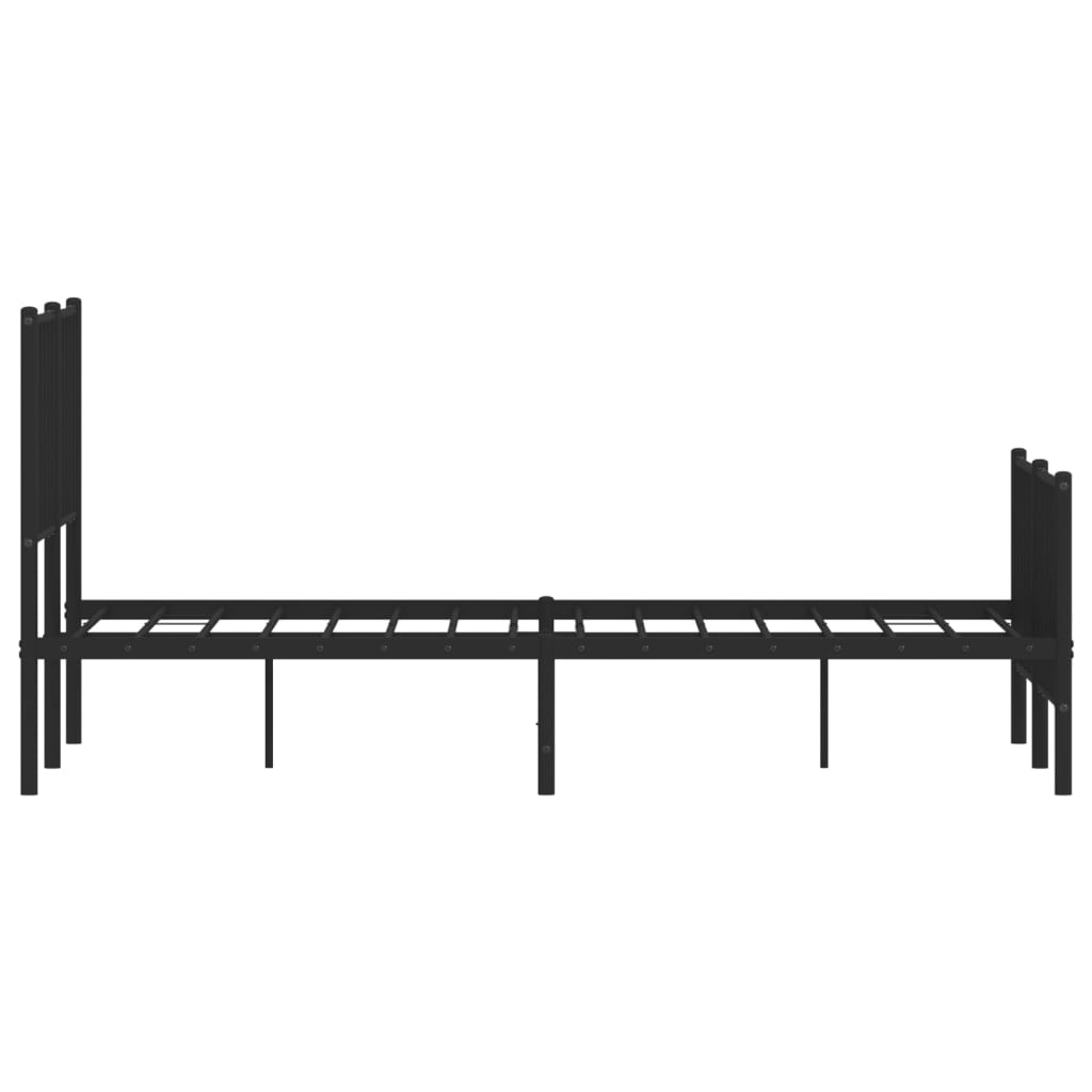 Metal Bed Frame With Headboard And Footboard Black 120X190 Cm Small Double