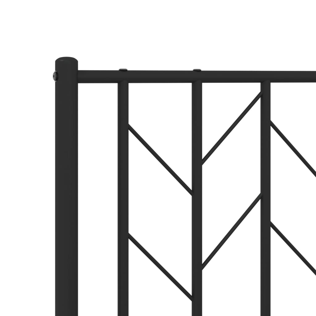 Metal Bed Frame With Headboard And Footboard Black 120X190 Cm Small Double