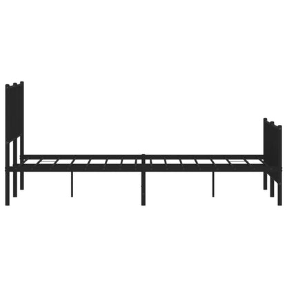 Metal Bed Frame With Headboard And Footboard Black 150X200 Cm King Size