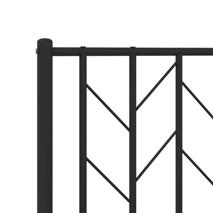 Metal Bed Frame With Headboard And Footboard Black 150X200 Cm King Size