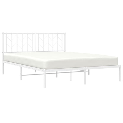 Metal Bed Frame With Headboard White 150X200 Cm King Size