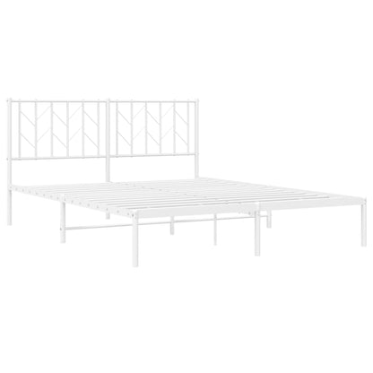 Metal Bed Frame With Headboard White 150X200 Cm King Size