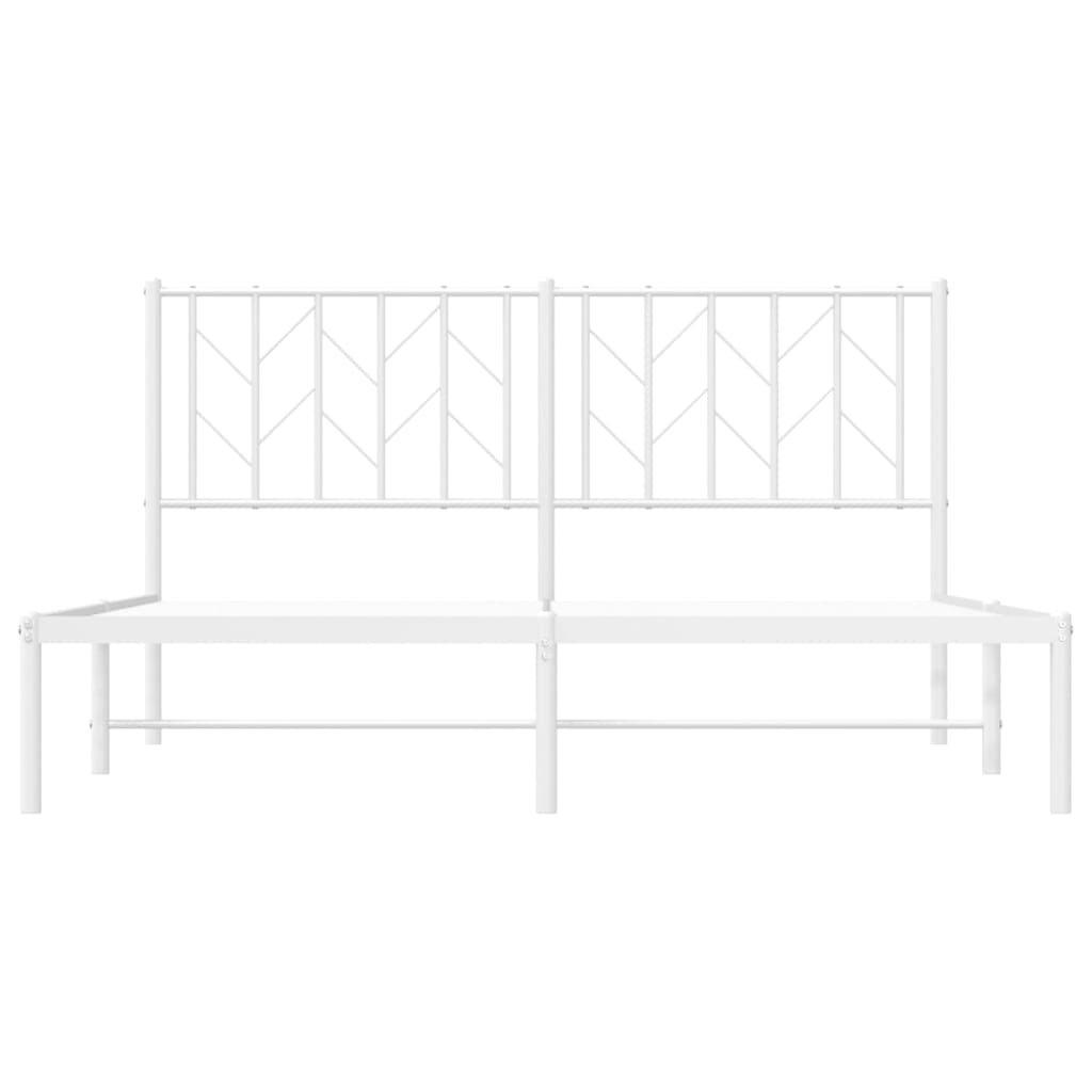 Metal Bed Frame With Headboard White 150X200 Cm King Size