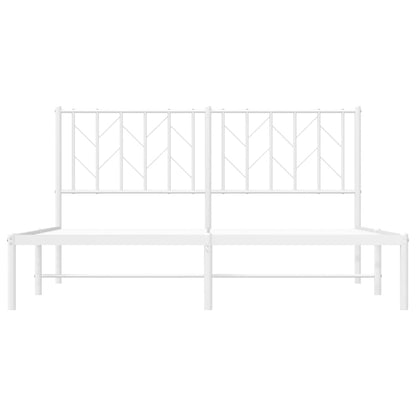 Metal Bed Frame With Headboard White 150X200 Cm King Size