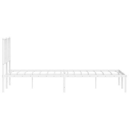 Metal Bed Frame With Headboard White 150X200 Cm King Size