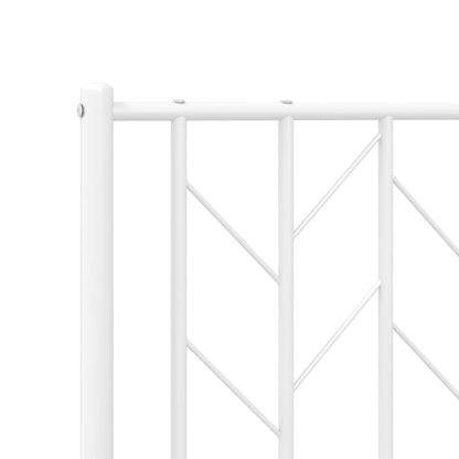 Metal Bed Frame With Headboard White 150X200 Cm King Size