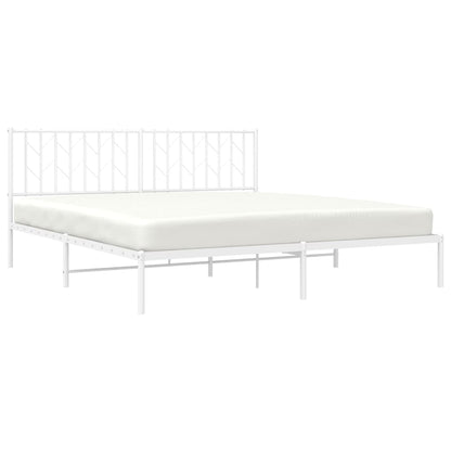 Metal Bed Frame With Headboard White 180X200 Cm Super King Size