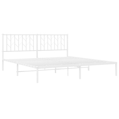 Metal Bed Frame With Headboard White 180X200 Cm Super King Size