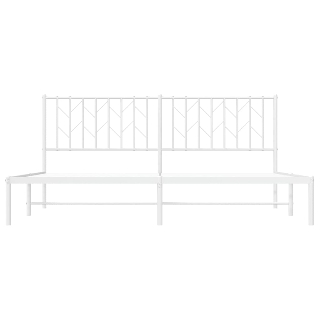 Metal Bed Frame With Headboard White 180X200 Cm Super King Size