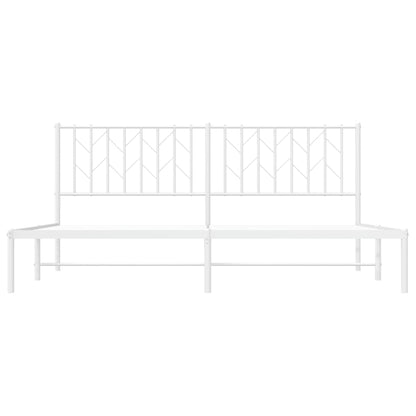 Metal Bed Frame With Headboard White 180X200 Cm Super King Size