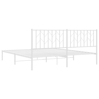 Metal Bed Frame With Headboard White 180X200 Cm Super King Size