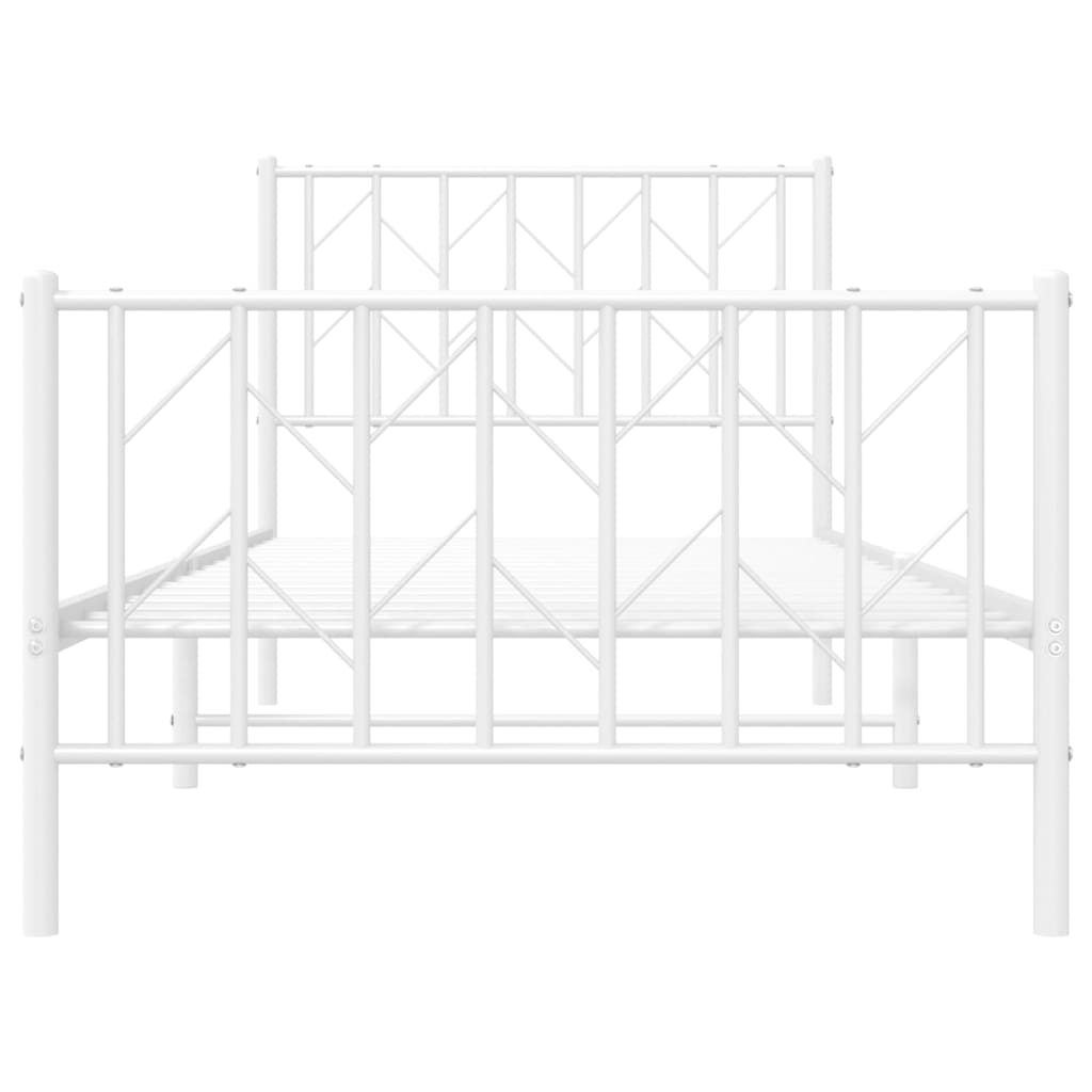 Metal Bed Frame With Headboard And Footboardâ White 90X190 Cm Single