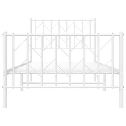 Metal Bed Frame With Headboard And Footboardâ White 90X190 Cm Single