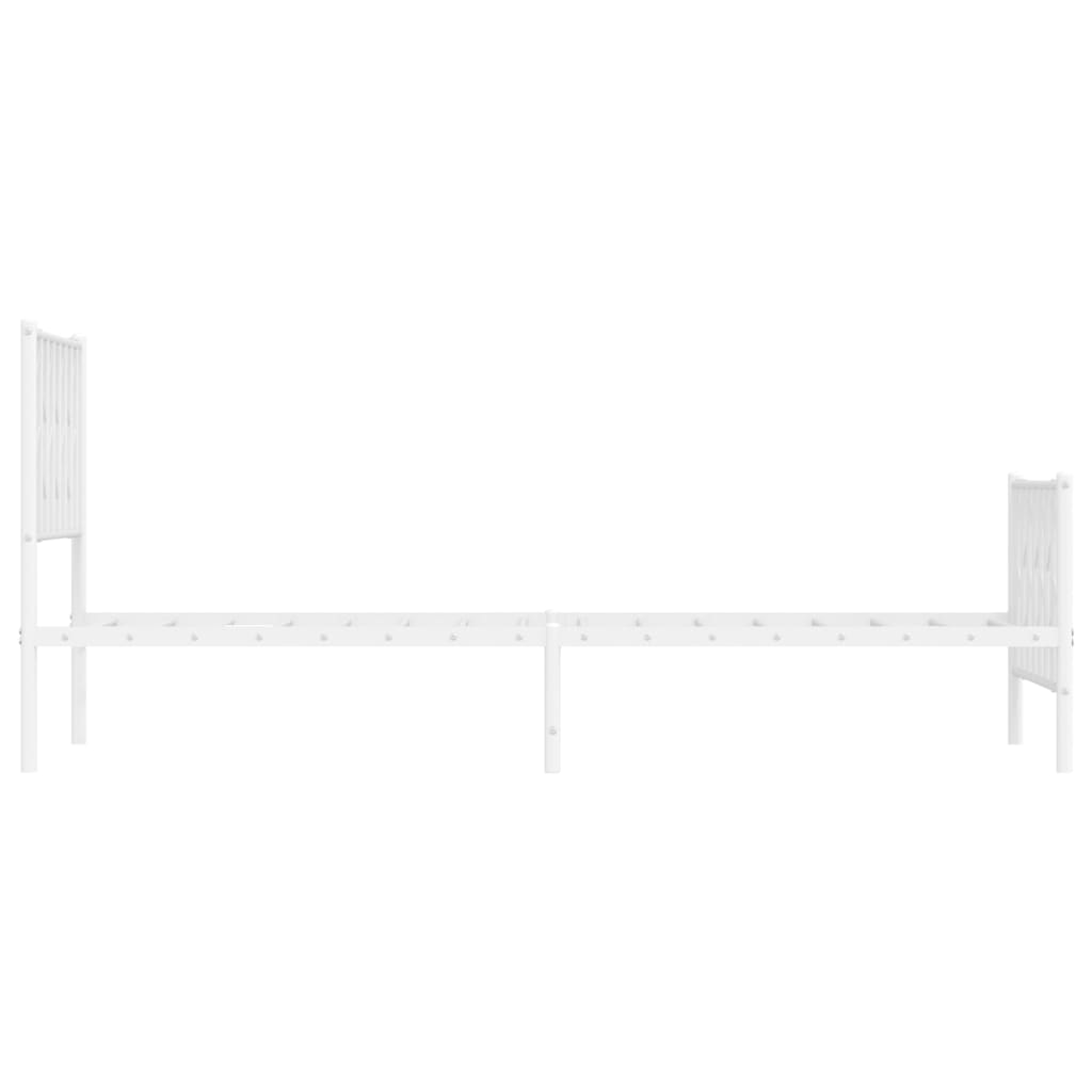 Metal Bed Frame With Headboard And Footboardâ White 90X190 Cm Single