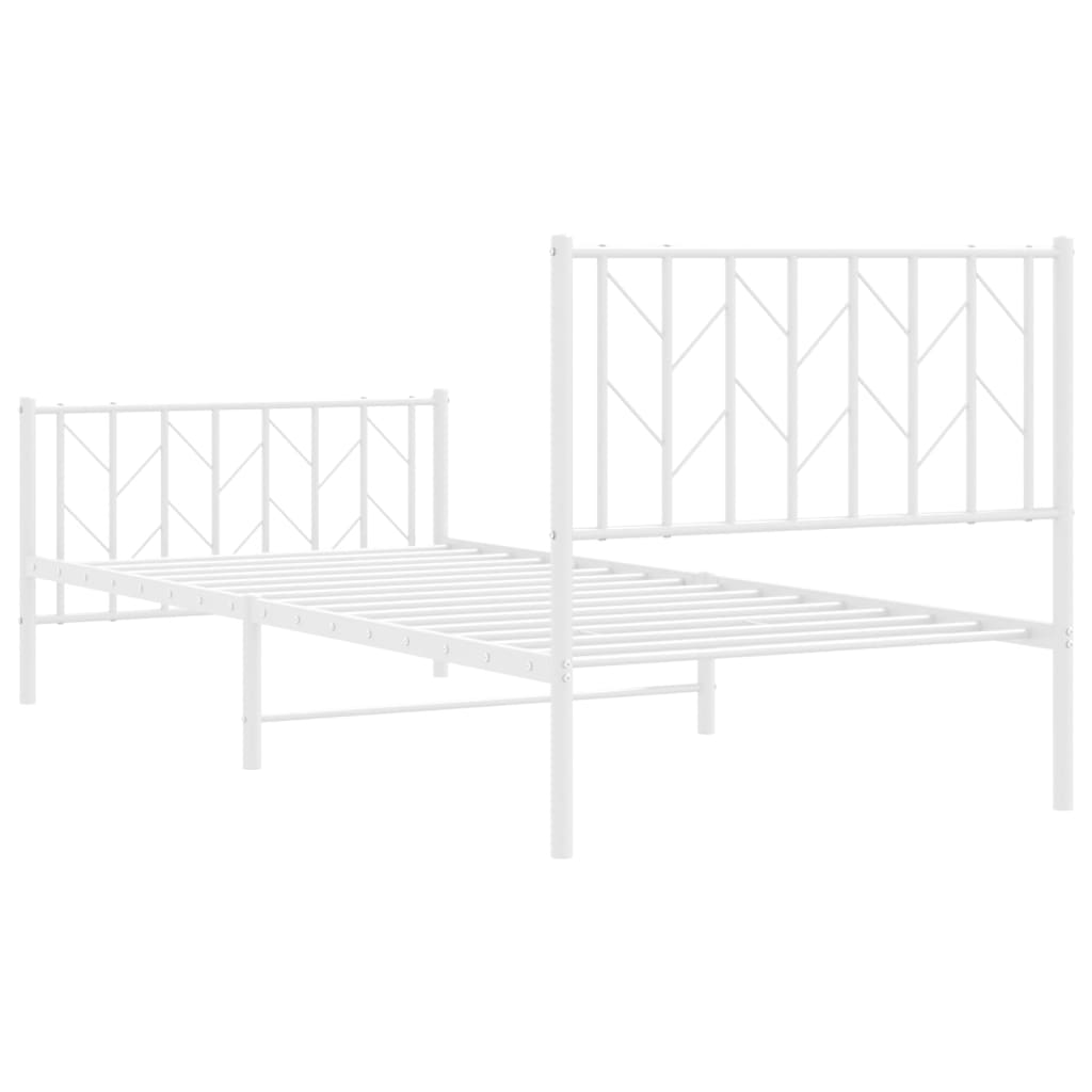 Metal Bed Frame With Headboard And Footboardâ White 90X190 Cm Single