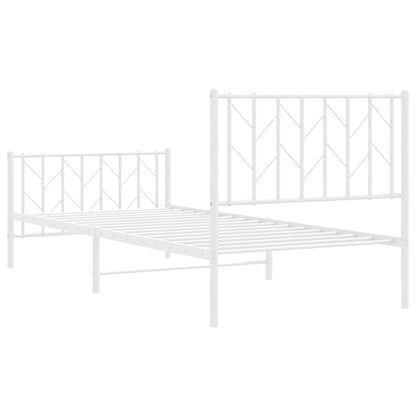 Metal Bed Frame With Headboard And Footboardâ White 90X190 Cm Single