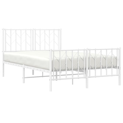 Metal Bed Frame With Headboard And Footboardâ White 120X190 Cm Small Double