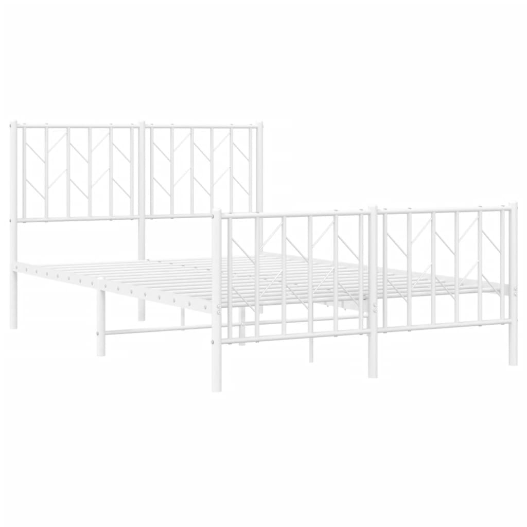 Metal Bed Frame With Headboard And Footboardâ White 120X190 Cm Small Double