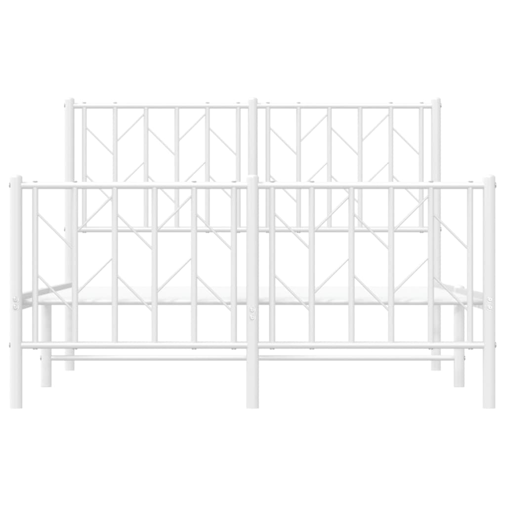 Metal Bed Frame With Headboard And Footboardâ White 120X190 Cm Small Double