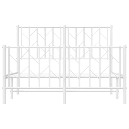 Metal Bed Frame With Headboard And Footboardâ White 120X190 Cm Small Double