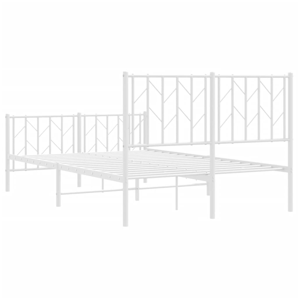 Metal Bed Frame With Headboard And Footboardâ White 120X190 Cm Small Double