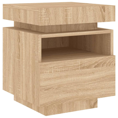 Bedside Cabinet With Led Lights Sonoma Oak 40X39X48.5 Cm