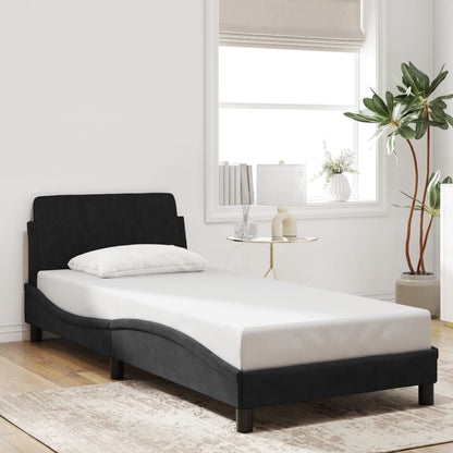 Bed Frame Without Mattress Black 90X190 Cm Single Velvet