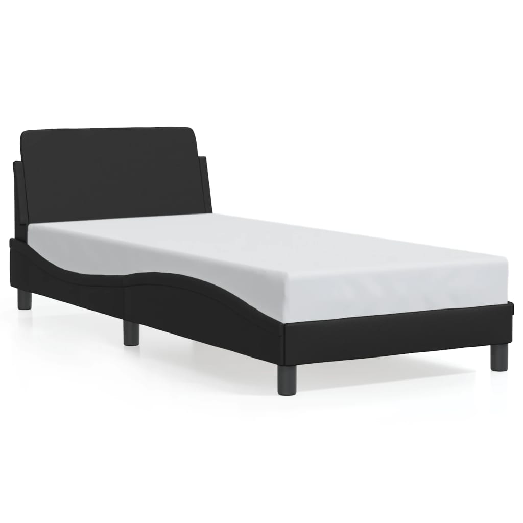 Bed Frame Without Mattress Black 90X190 Cm Single Faux Leather