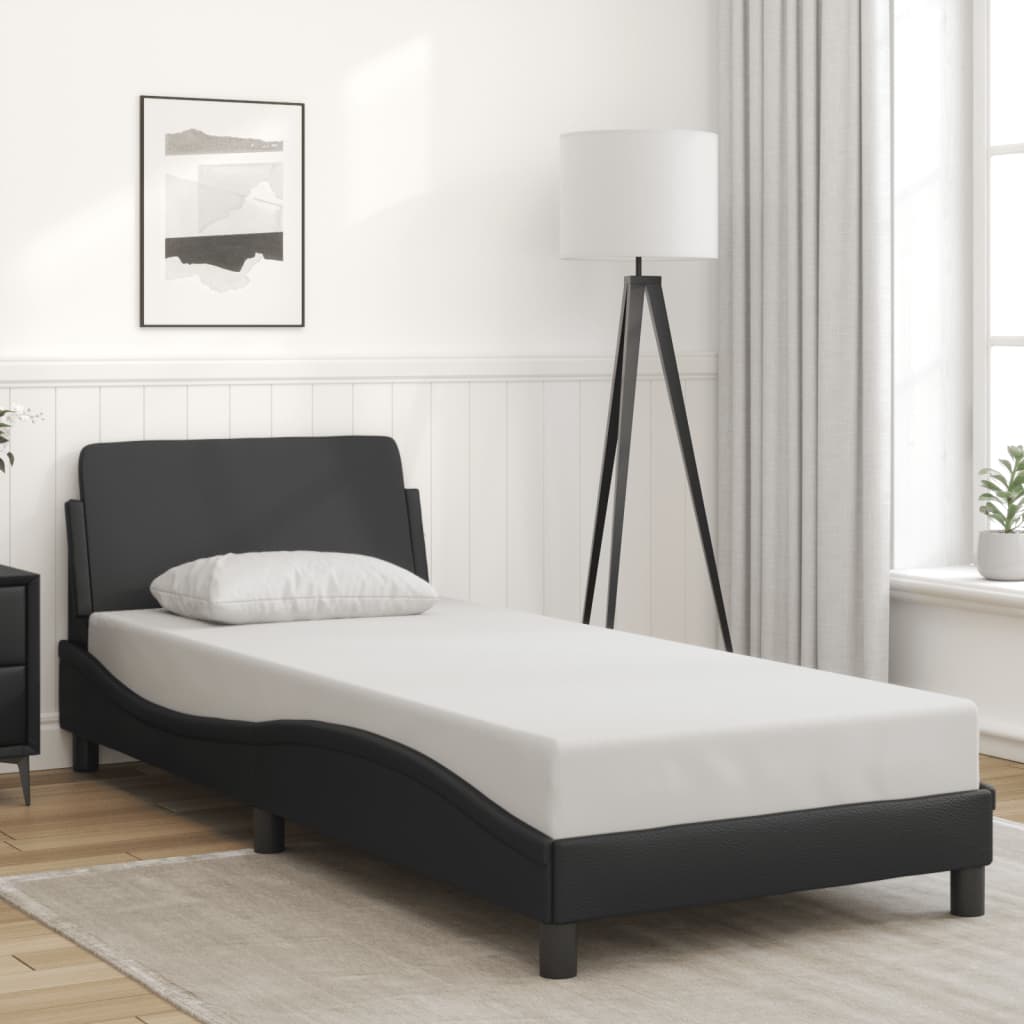 Bed Frame Without Mattress Black 90X190 Cm Single Faux Leather