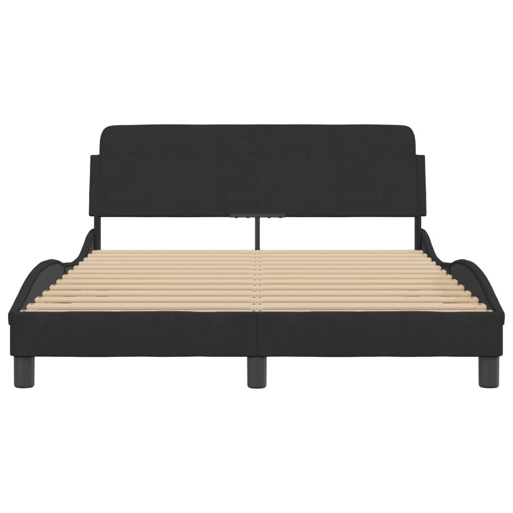 Bed Frame Without Mattress Black 135X190 Cm Double Velvet