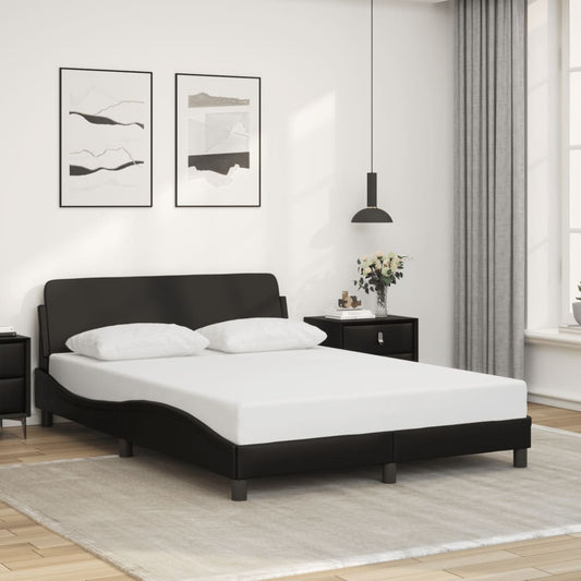 Bed Frame Without Mattress Black 135X190 Cm Double Faux Leather