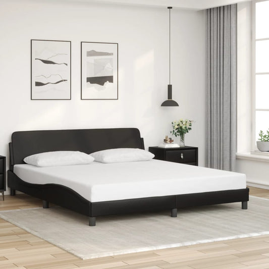 Bed Frame Without Mattress Black 180X200 Cm Super King Faux Leather