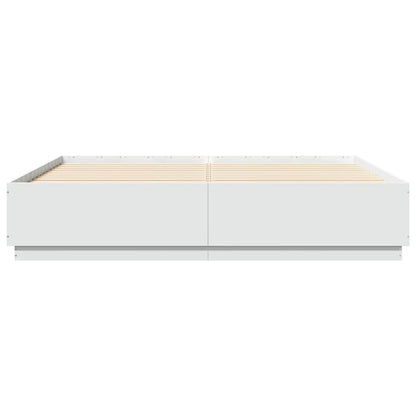 Bed Frame With Led Lights White 180X200 Cm Super King Engineered Wood