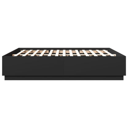 Bed Frame With Led Lights Black 180X200 Cm Super King Engineered Wood