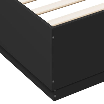 Bed Frame With Led Lights Black 180X200 Cm Super King Engineered Wood