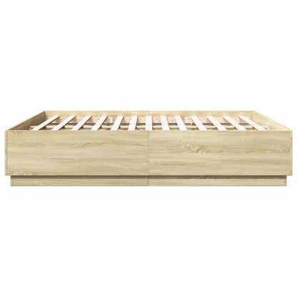 Bed Frame With Led Lights Sonoma Oak 180X200 Cm Super King Engineered Wood