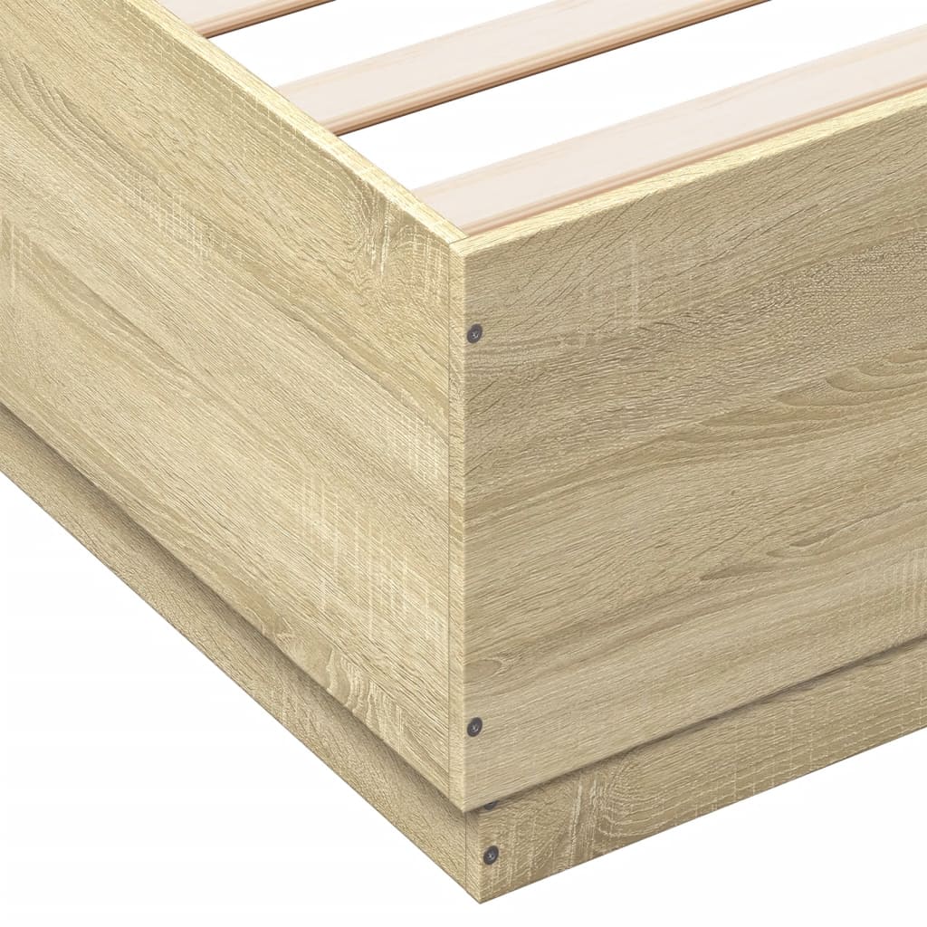 Bed Frame With Led Lights Sonoma Oak 180X200 Cm Super King Engineered Wood