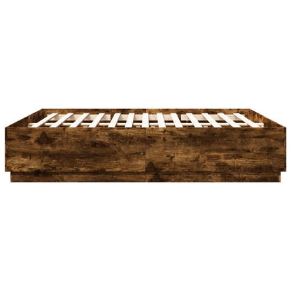 Bed Frame With Led Lights Smoked Oak 180X200 Cm Super King Engineered Wood