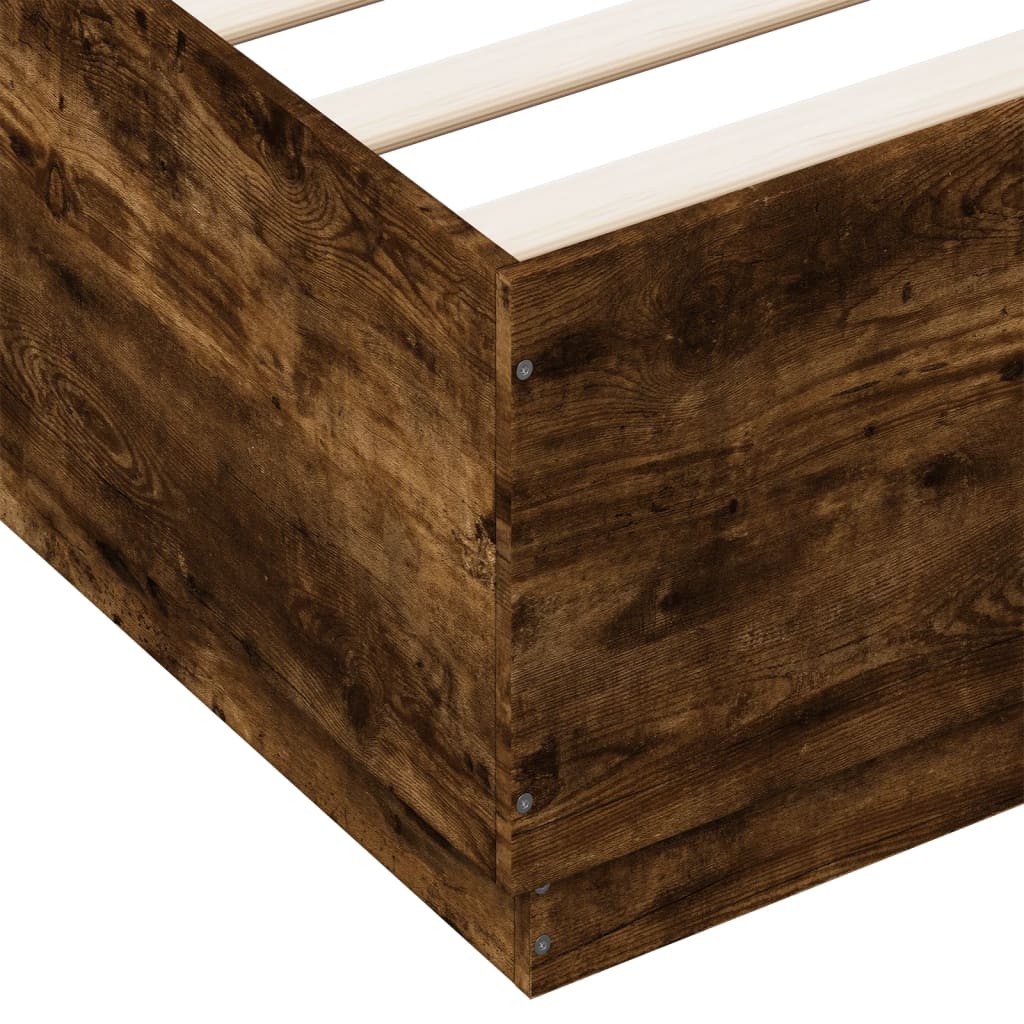 Bed Frame With Led Lights Smoked Oak 180X200 Cm Super King Engineered Wood