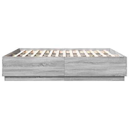 Bed Frame With Led Lights Grey Sonoma 180X200 Cm Super King Engineered Wood