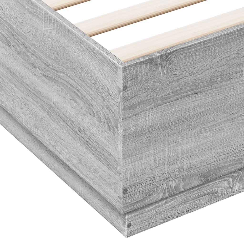 Bed Frame With Led Lights Grey Sonoma 180X200 Cm Super King Engineered Wood