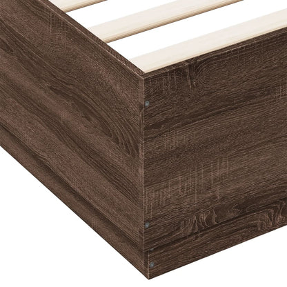 Bed Frame With Led Lights Brown Oak 180X200 Cm Super King Engineered Wood