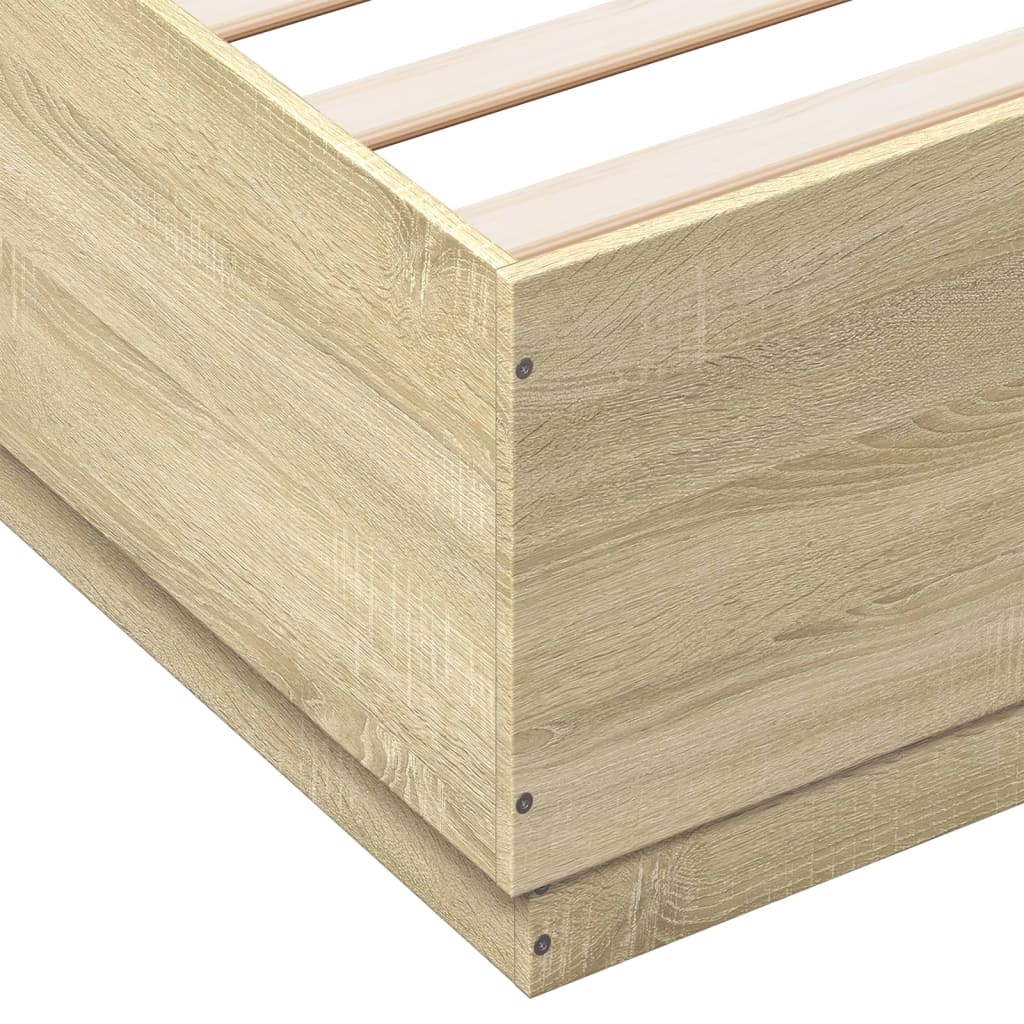 Bed Frame With Led Lights Sonoma Oak 150X200 Cm King Size Engineered Wood