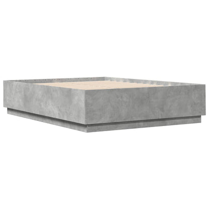 Bed Frame With Led Lights Concrete Grey 150X200 Cm King Size Engineered Wood