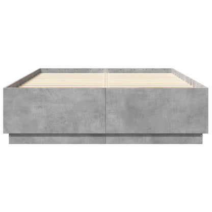 Bed Frame With Led Lights Concrete Grey 150X200 Cm King Size Engineered Wood