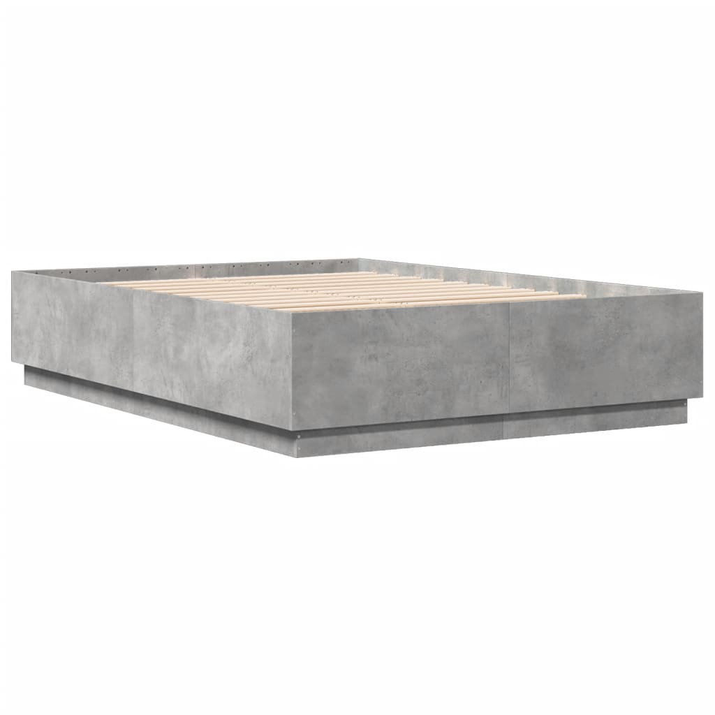 Bed Frame With Led Lights Concrete Grey 150X200 Cm King Size Engineered Wood